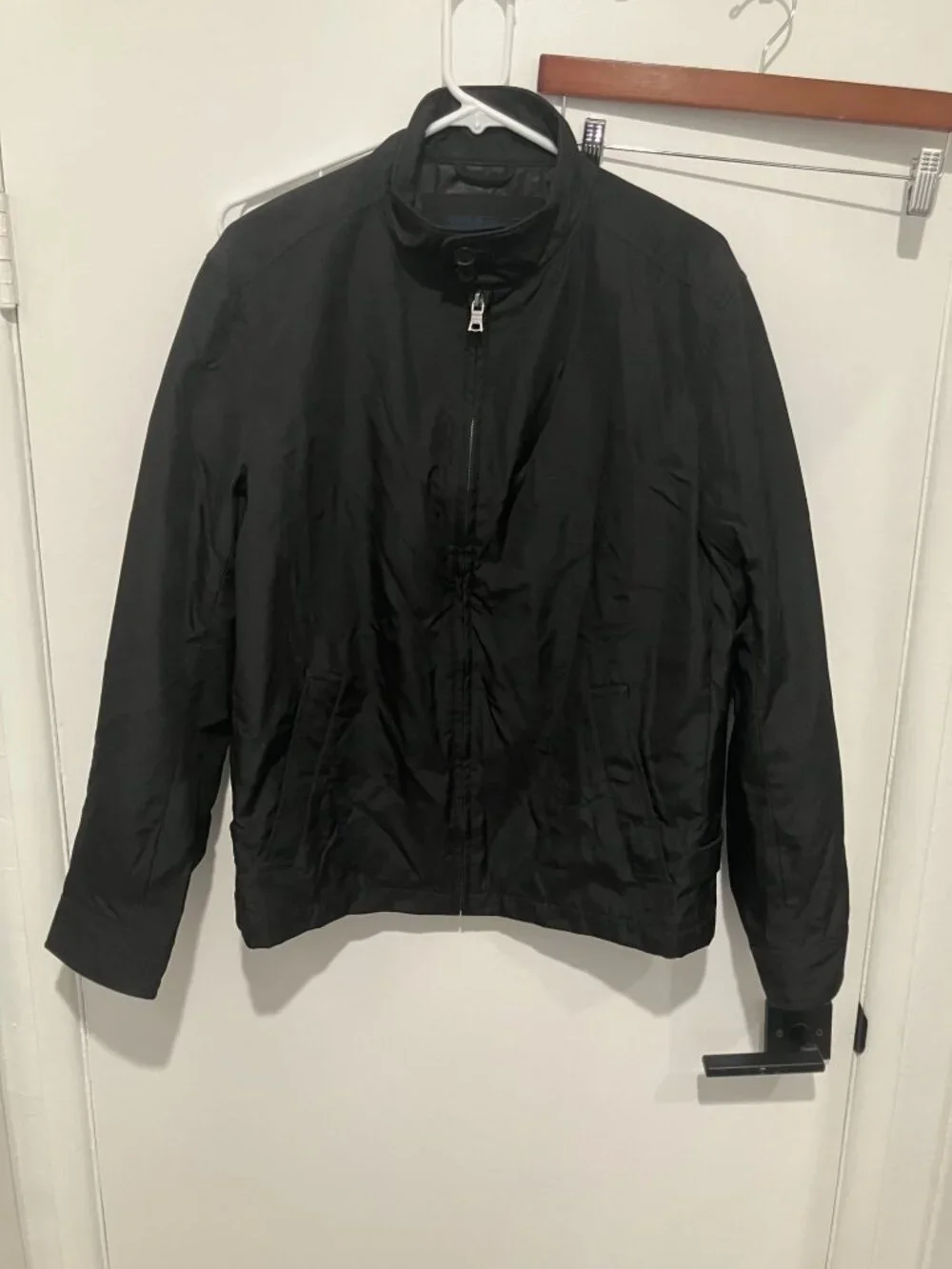 Banana Republic Men's Nylon Full-Zip Jacket, Black, Size Medium